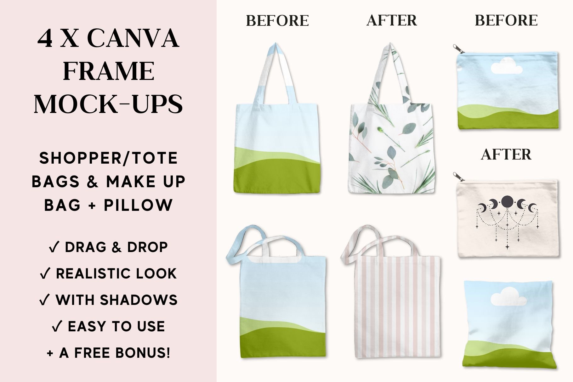 Canva Tote bag makeup bag mock-ups cover image.