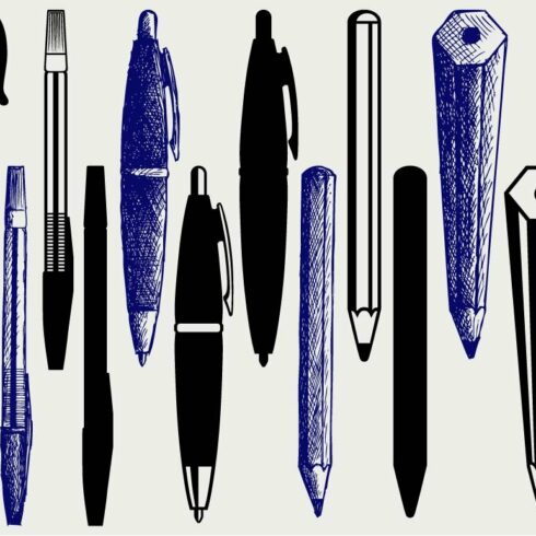 Pencil, pen and fountain pen SVG cover image.