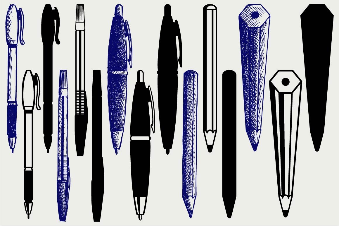 Pencil, pen and fountain pen SVG cover image.