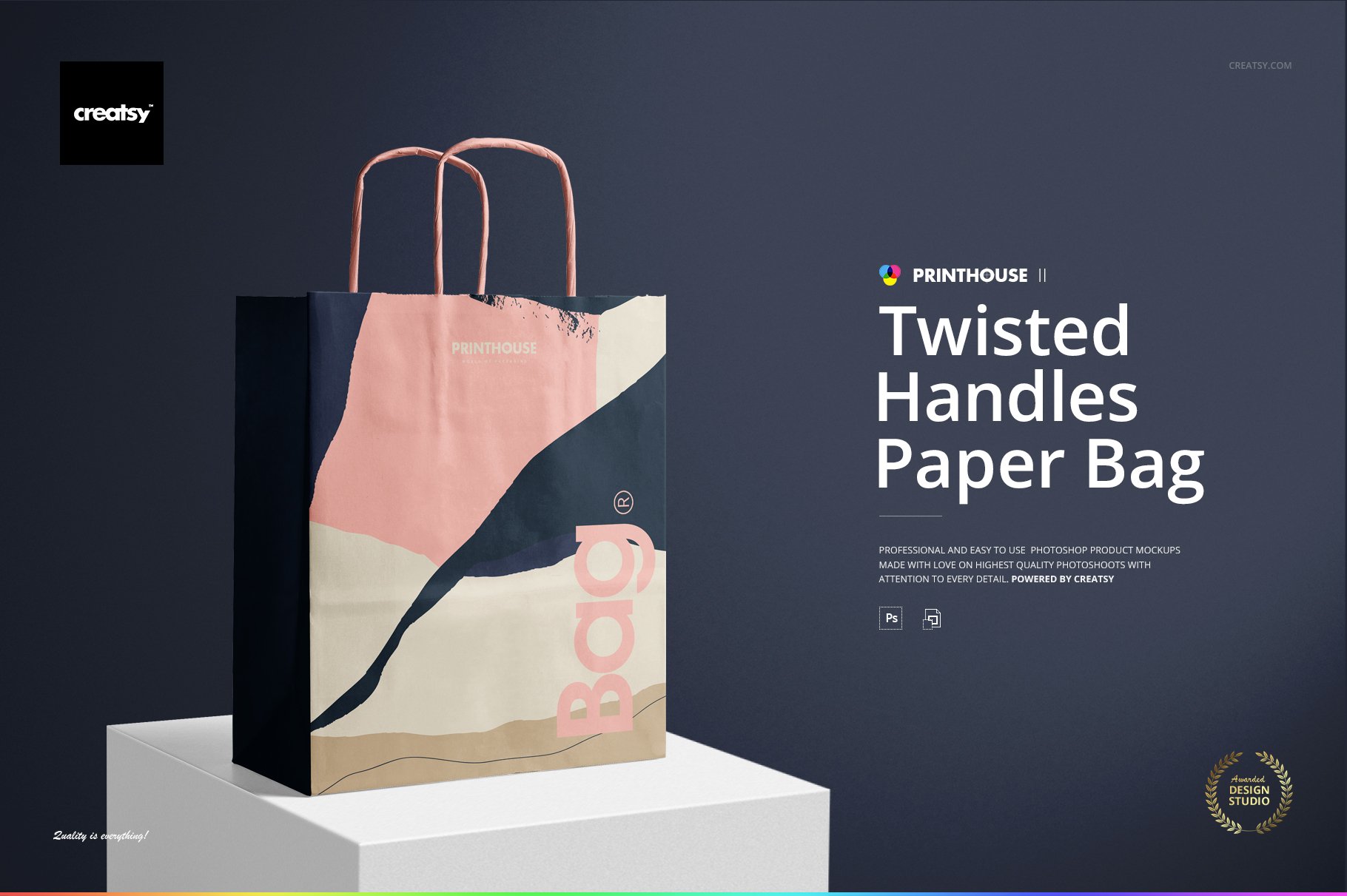 Twisted Handles Paper Bag Mockup Set cover image.