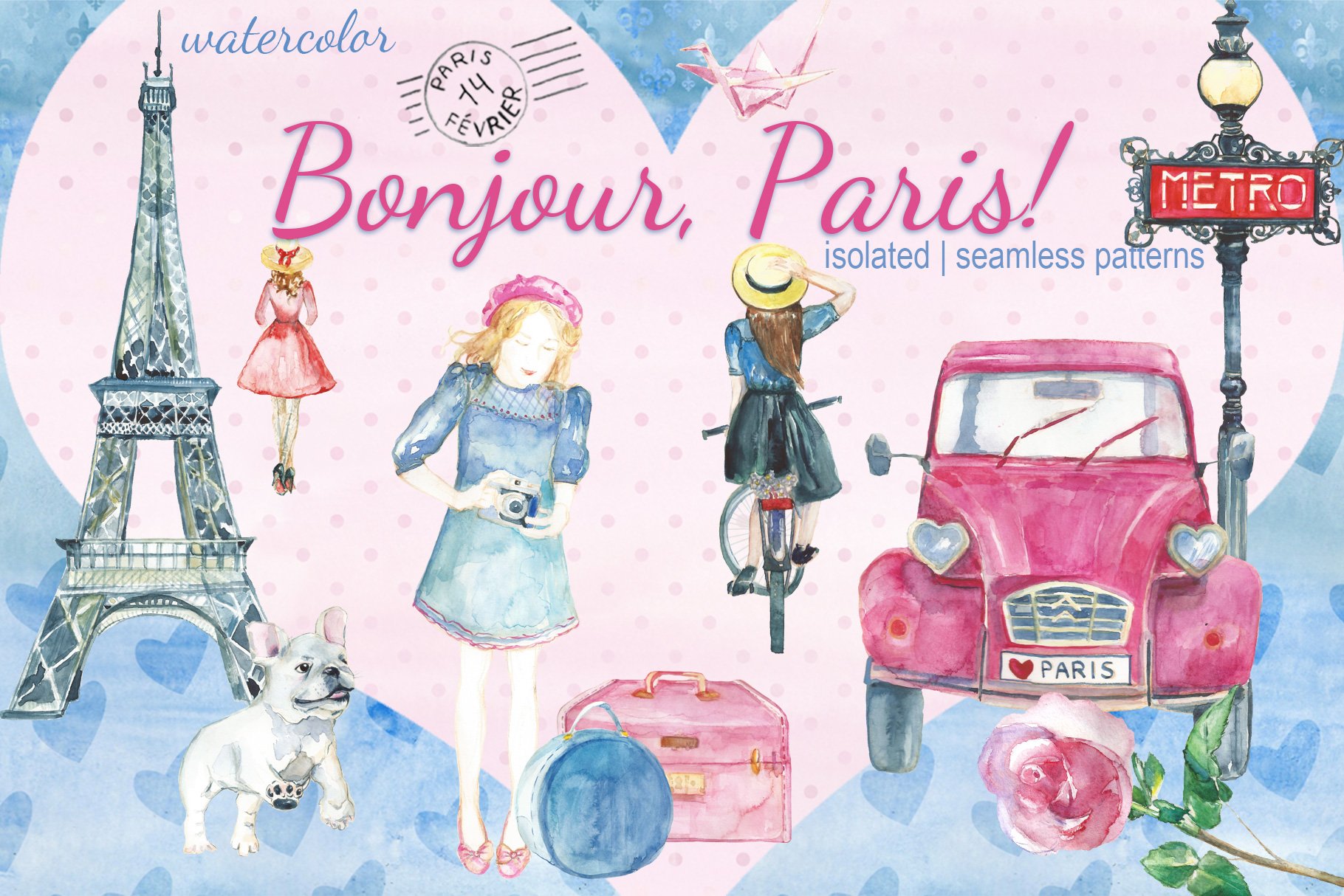 Bonjour, Paris! watercolor set cover image.