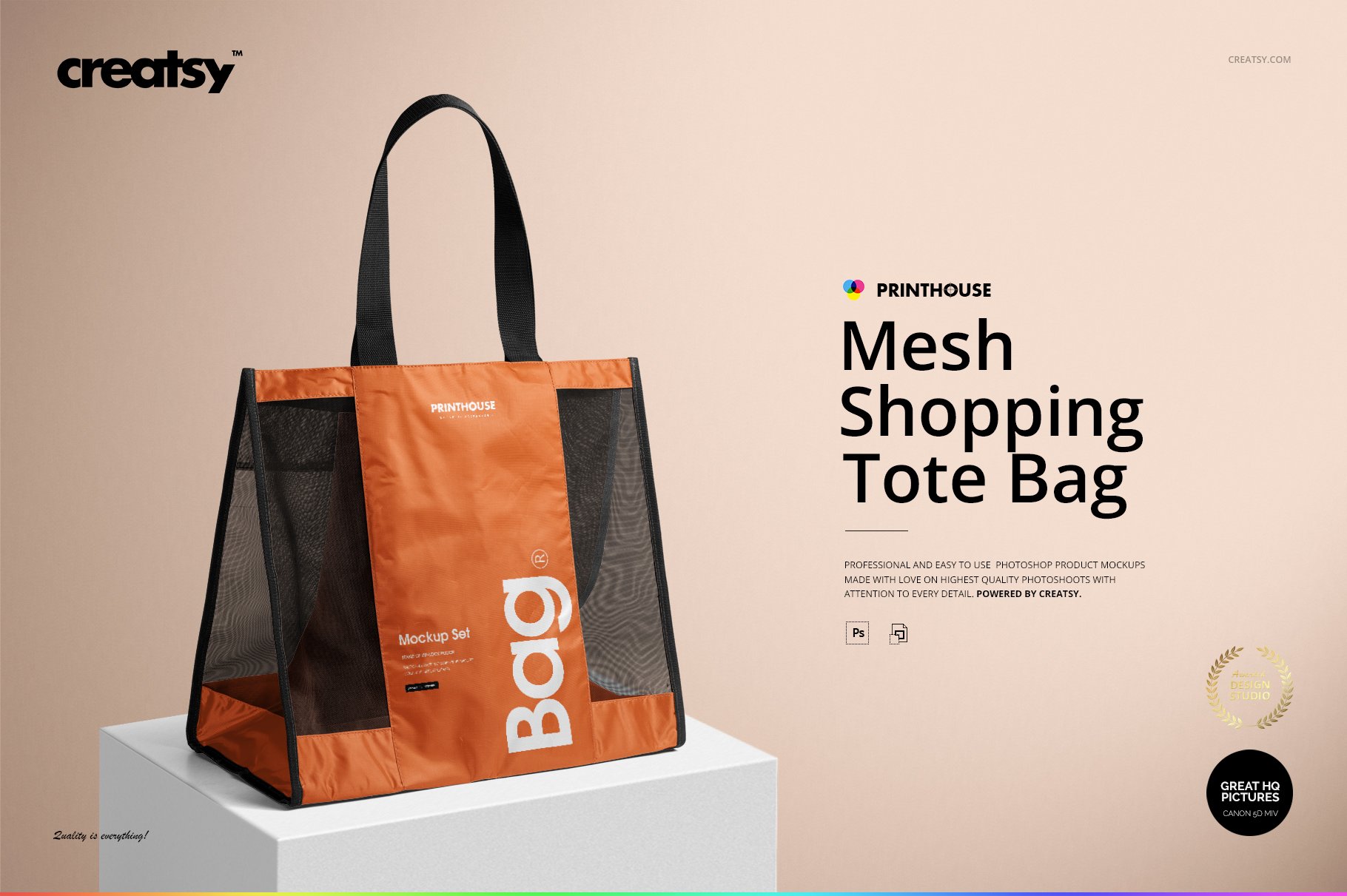 Mesh Shopping Tote Bag Mockup Set cover image.
