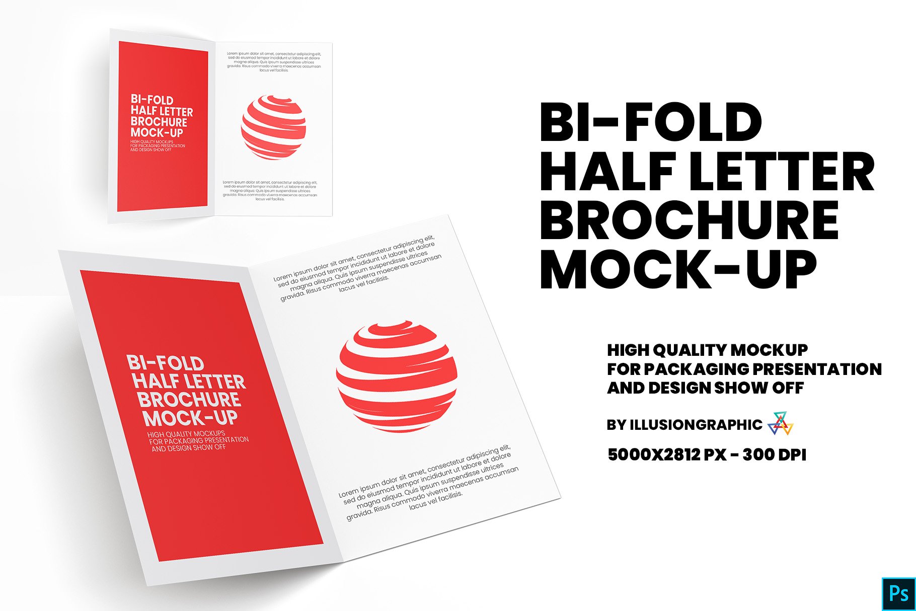 Bi-Fold Half Letter Brochure Mock-up cover image.