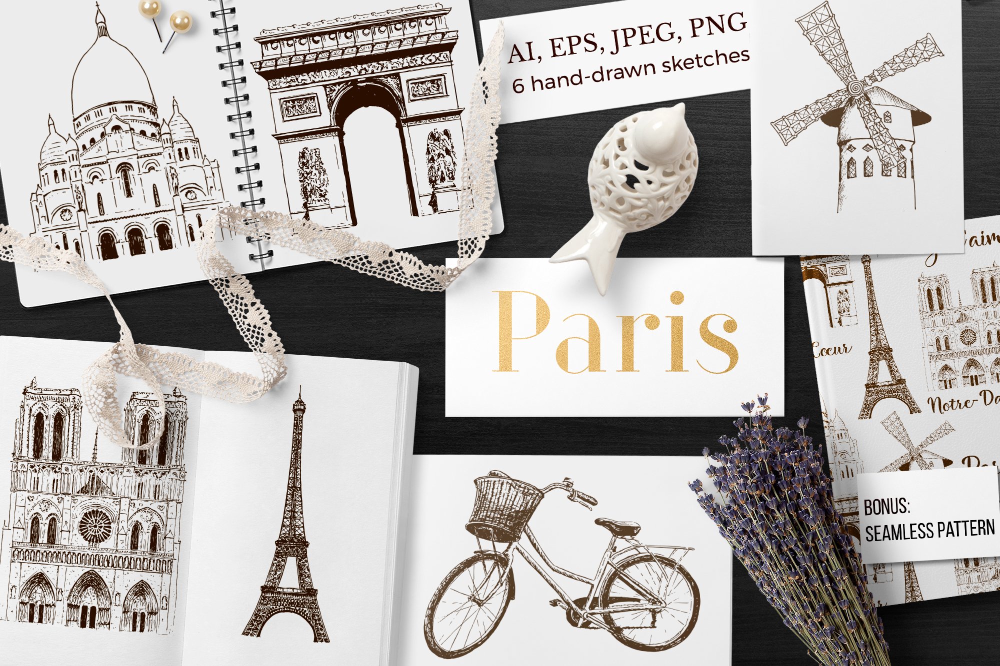 Set of Paris sketches cover image.