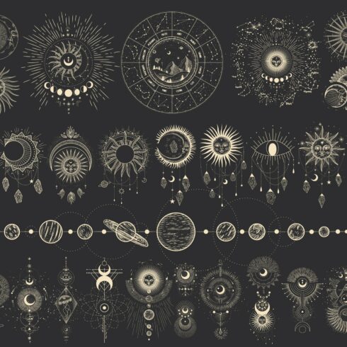 A set of elements. space, sun, moon cover image.