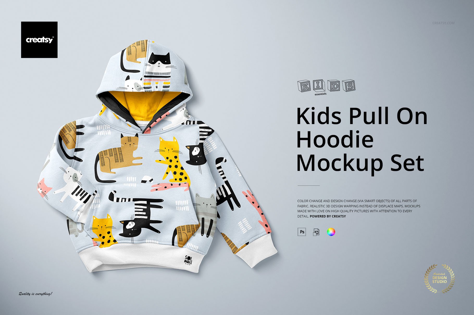 Kids Pull On Hoodie Mockup Set cover image.