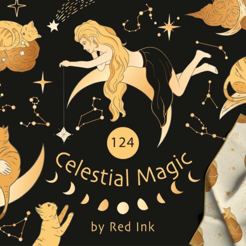 Celestial Magic. Cliparts & Patterns cover image.