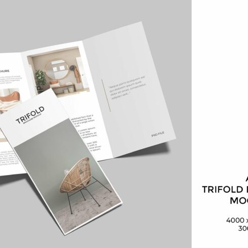 A4 Trifold Brochure Mockup cover image.
