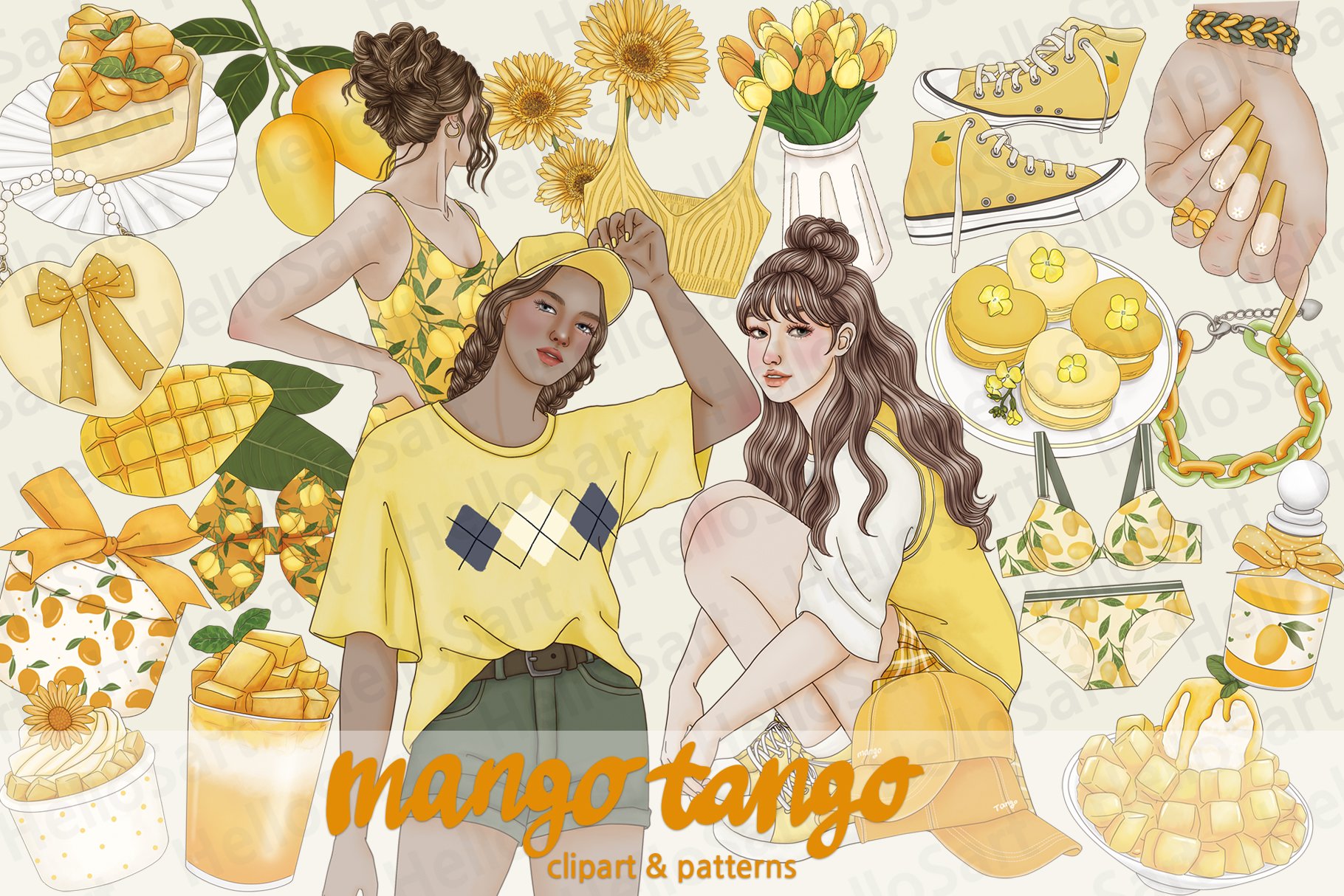Mango Tango Clipart & Patterns cover image.