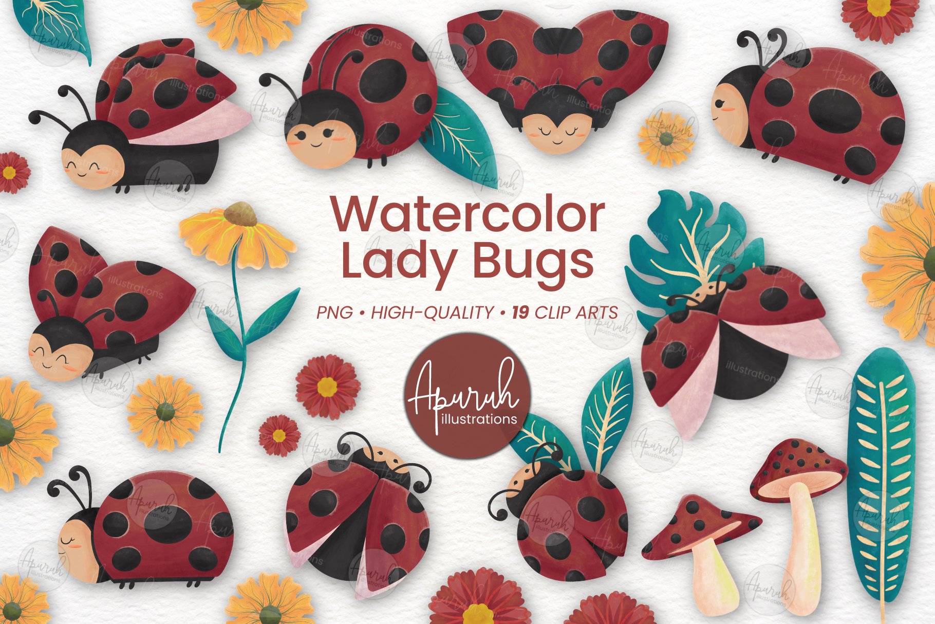 Watercolor Lady Bug Clipart Love Bug cover image.