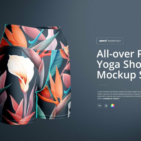 All-over Print Yoga Shorts Mockup cover image.