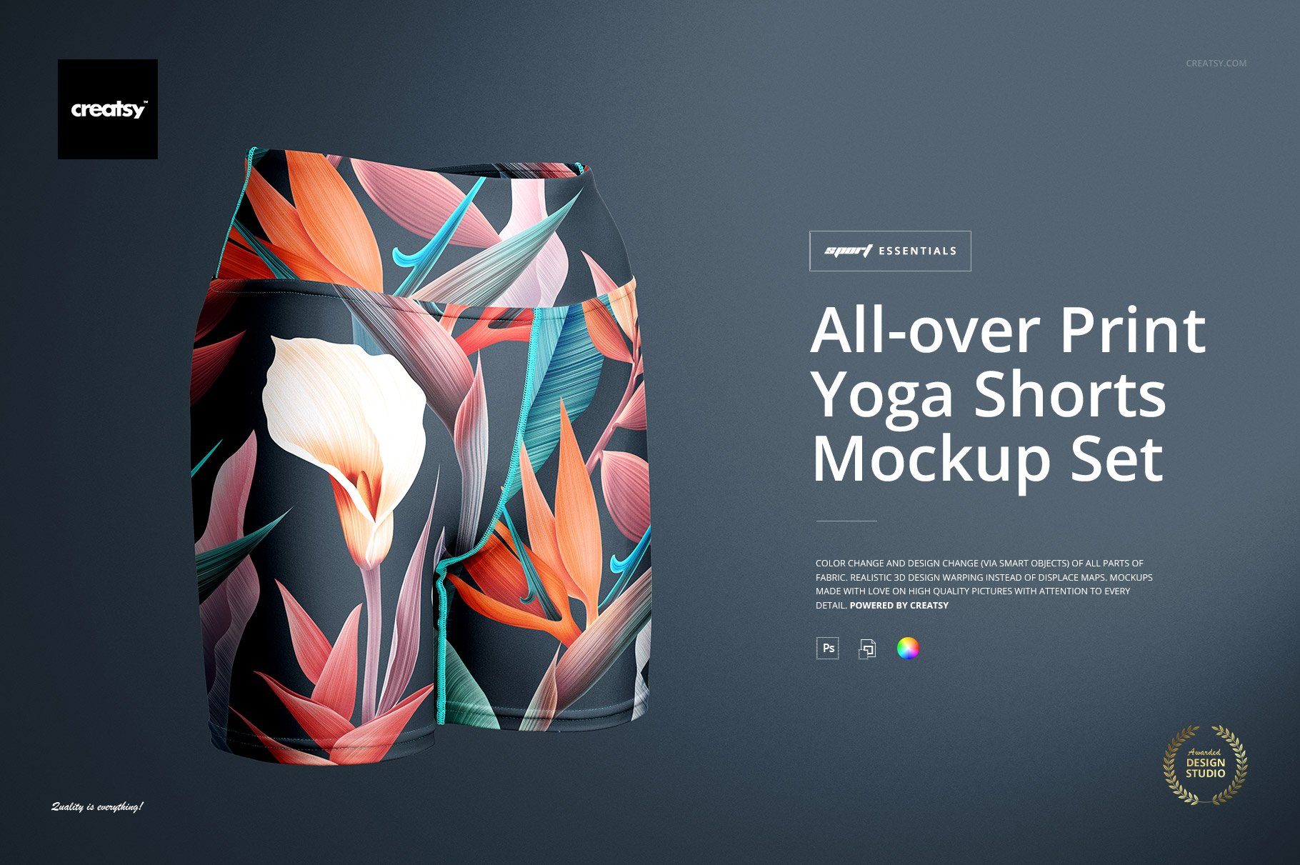 All-over Print Yoga Shorts Mockup cover image.