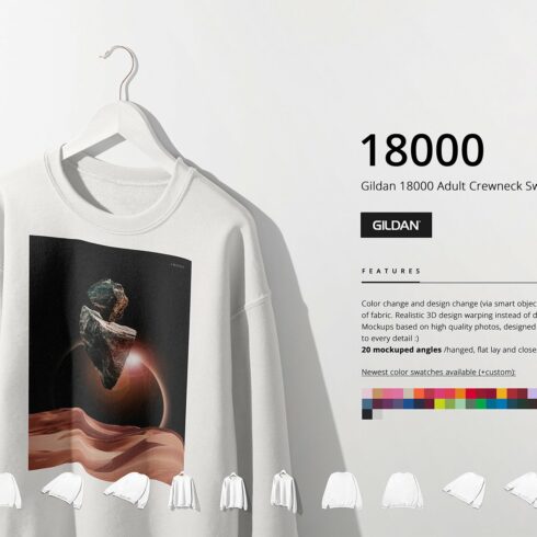 Gildan 18000 Sweatshirt Mockup Set cover image.