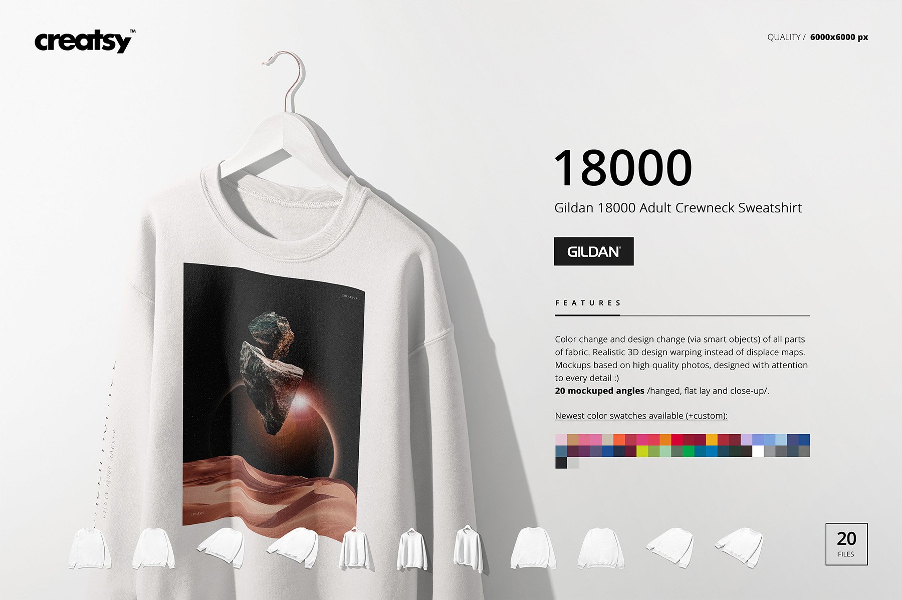 Gildan 18000 Sweatshirt Mockup Set cover image.