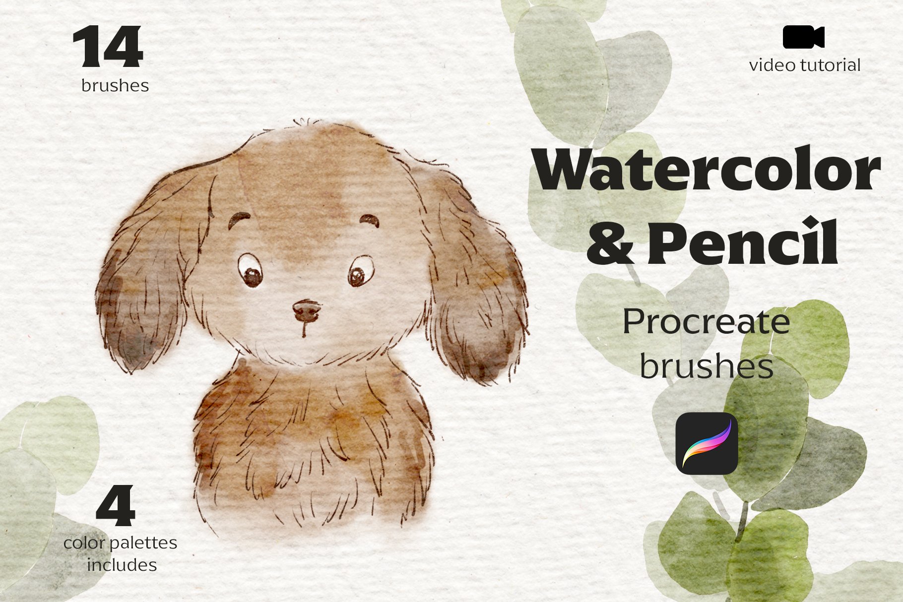 Watercolor&Pencil Procreate brushes cover image.