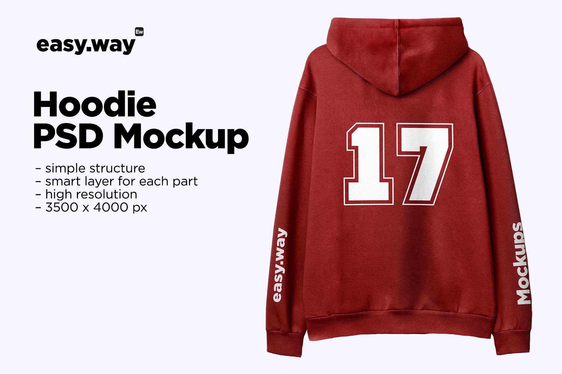 Hooded Sweatshirt Back PSD Mockup cover image.