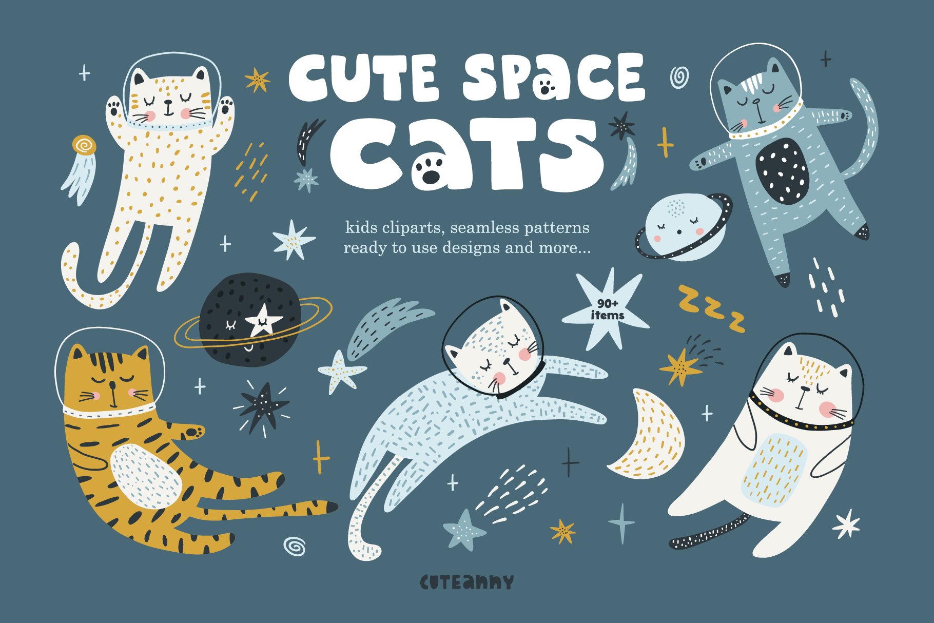 Cute space cats - graphic collection cover image.