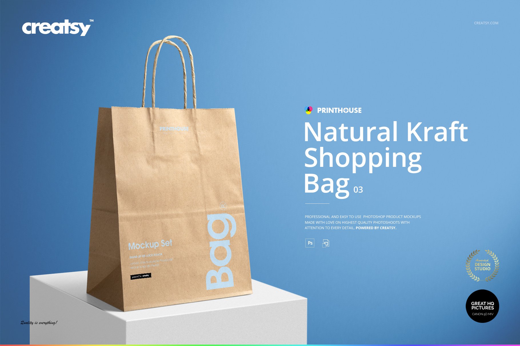 Natural Kraft Shopping Bag 3 Mockup cover image.