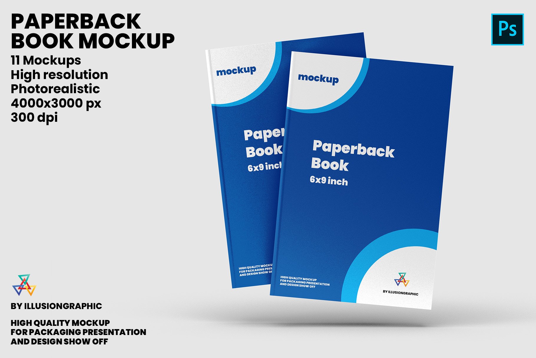 Paperback Book Mockup - 6x9 inch cover image.