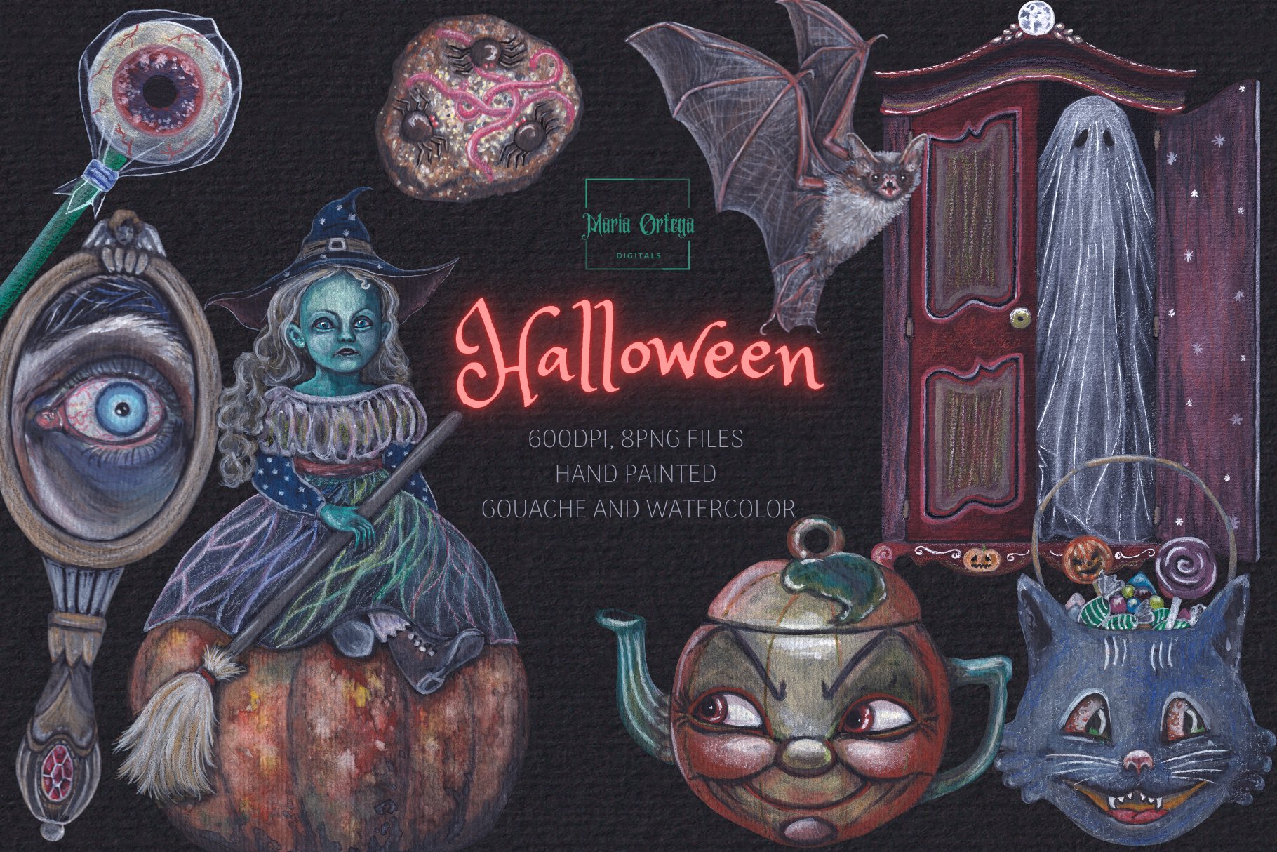 Vintage Halloween Clipart cover image.
