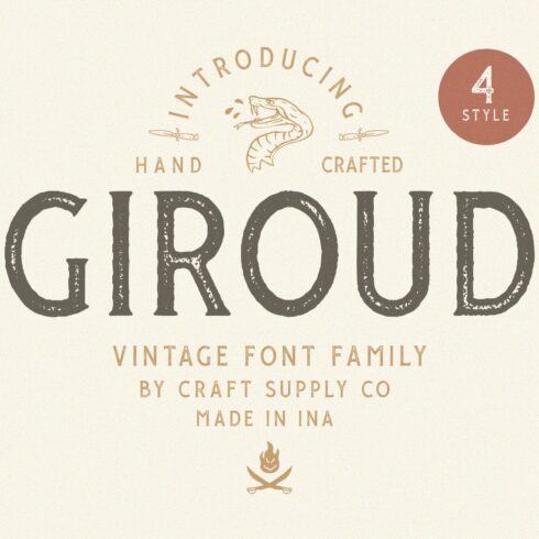 Giroud Vintage Font Family + Bonus cover image.