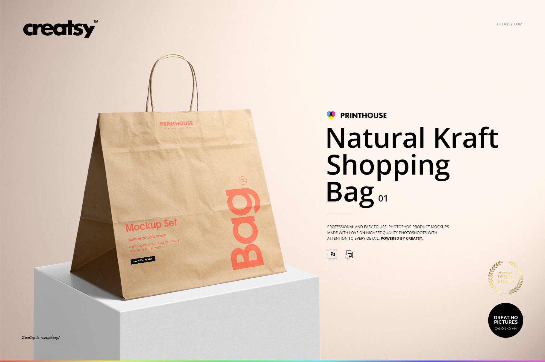 Natural Kraft Shopping Bag 1 Mockup cover image.