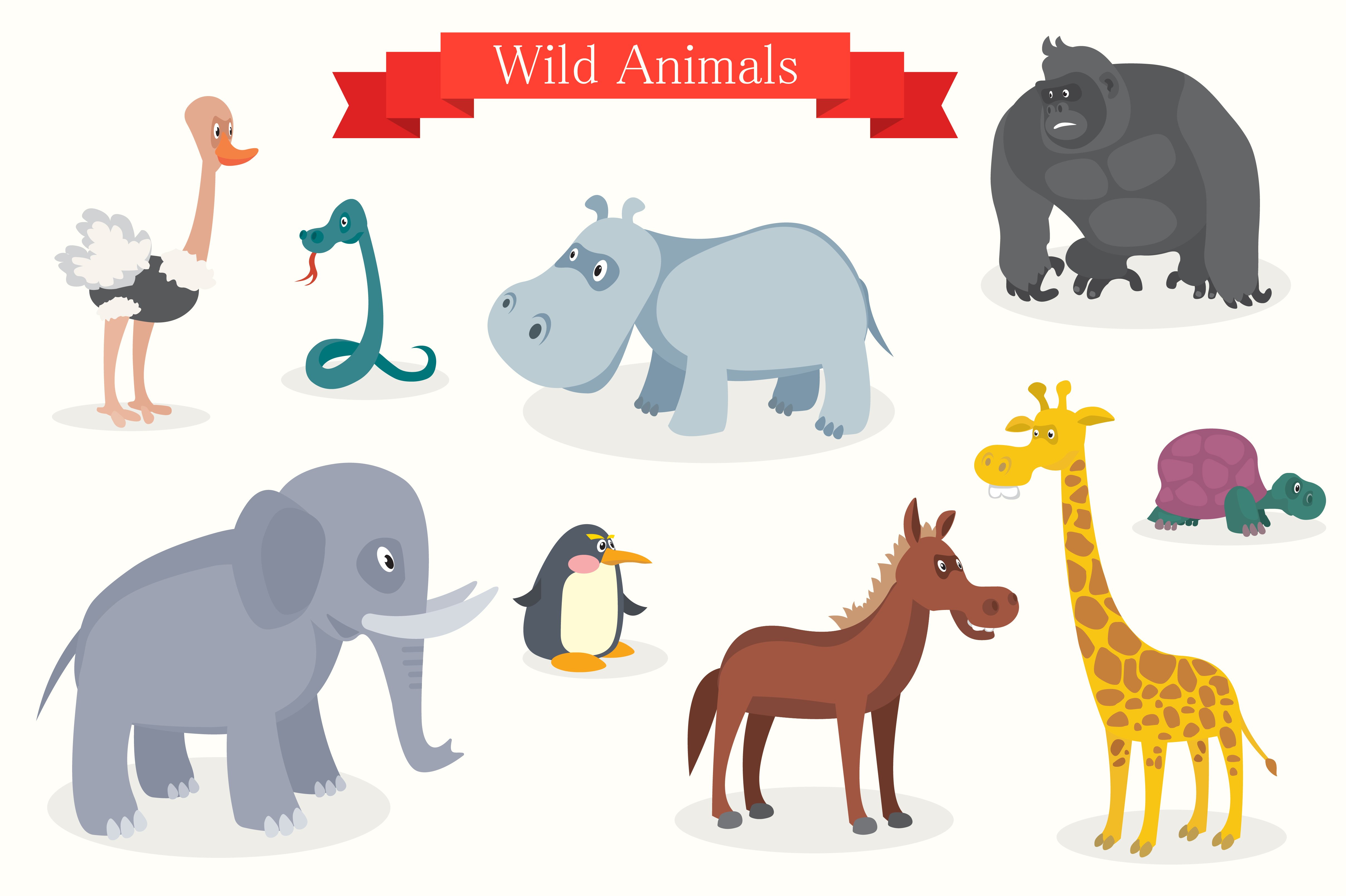 Animal cartoons, safari, wild nature cover image.