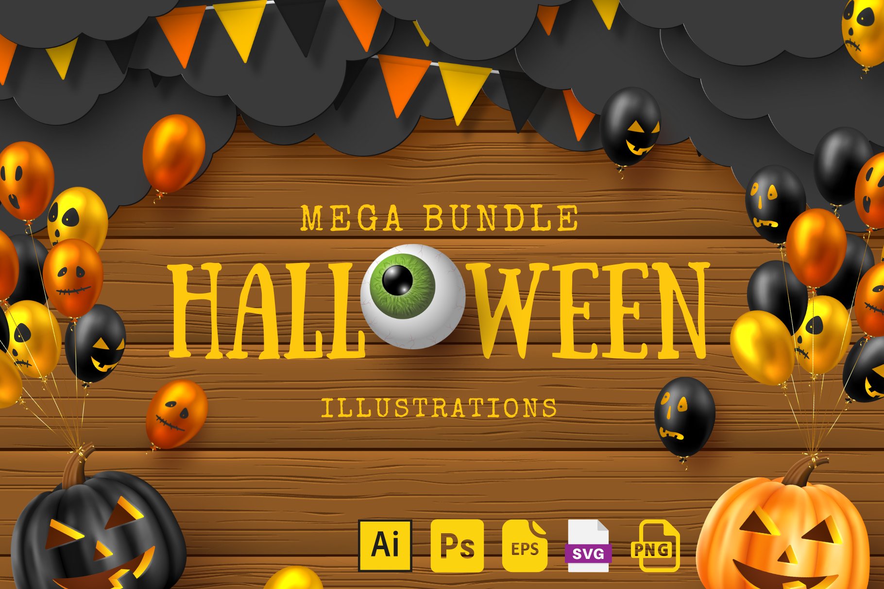 Halloween mega illustrations Bundle cover image.
