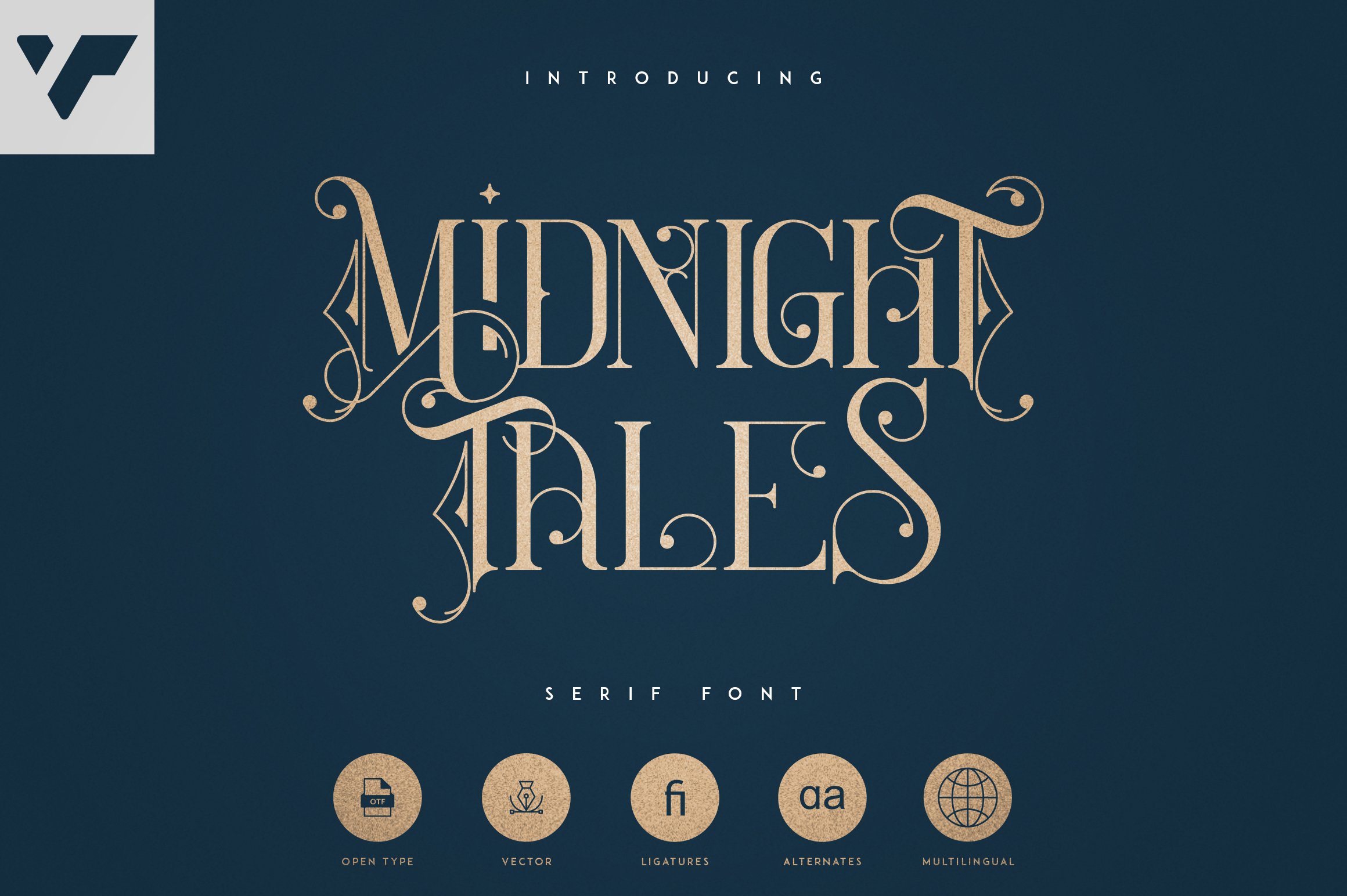 SALE! Midnight Tales - Vintage font cover image.