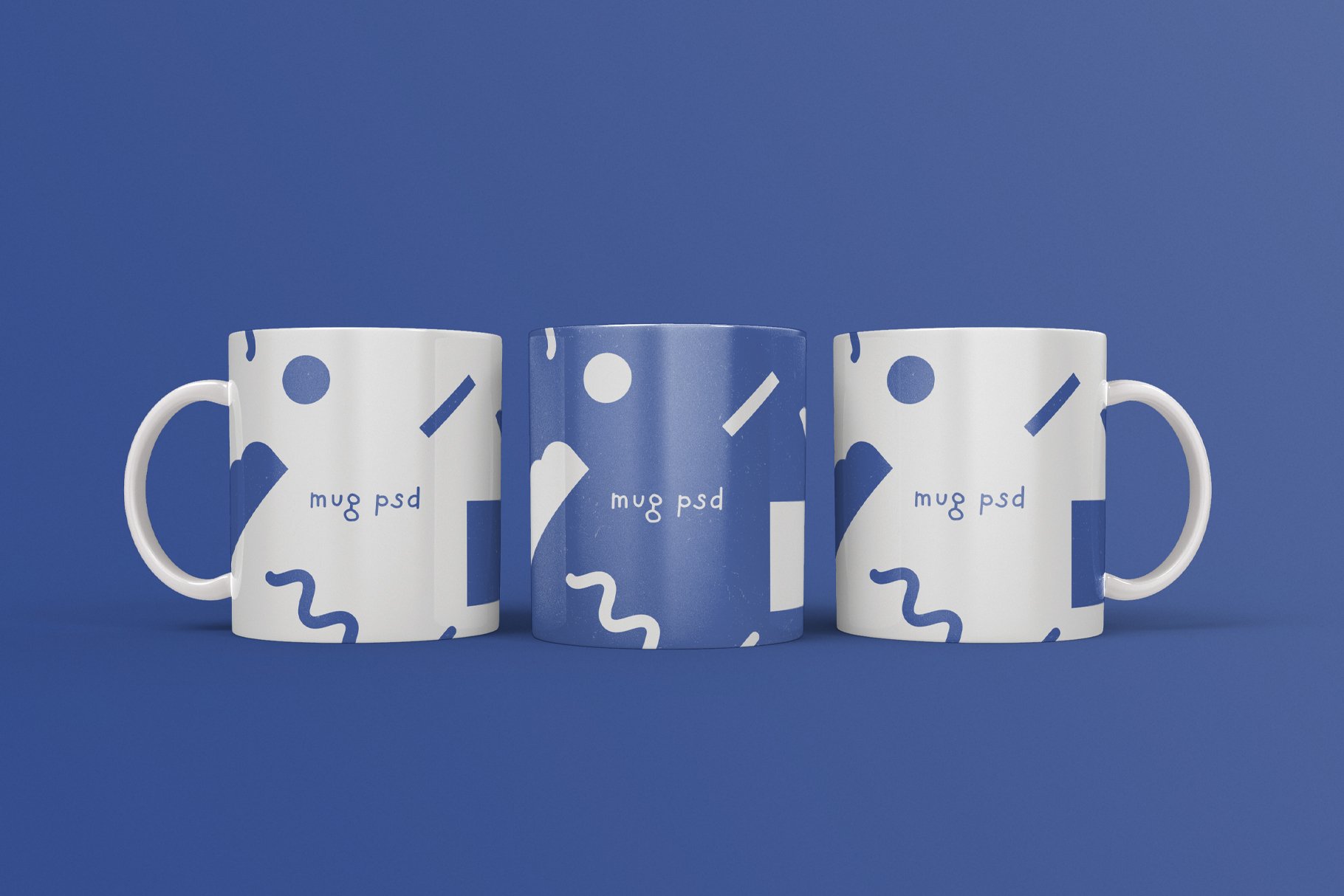 3d Three Coffee Mugs Mockup preview image.