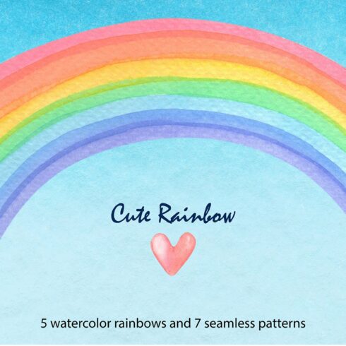 Cute Rainbow.Watercolor cover image.