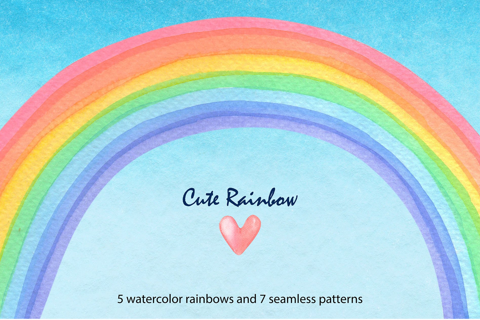Cute Rainbow.Watercolor cover image.