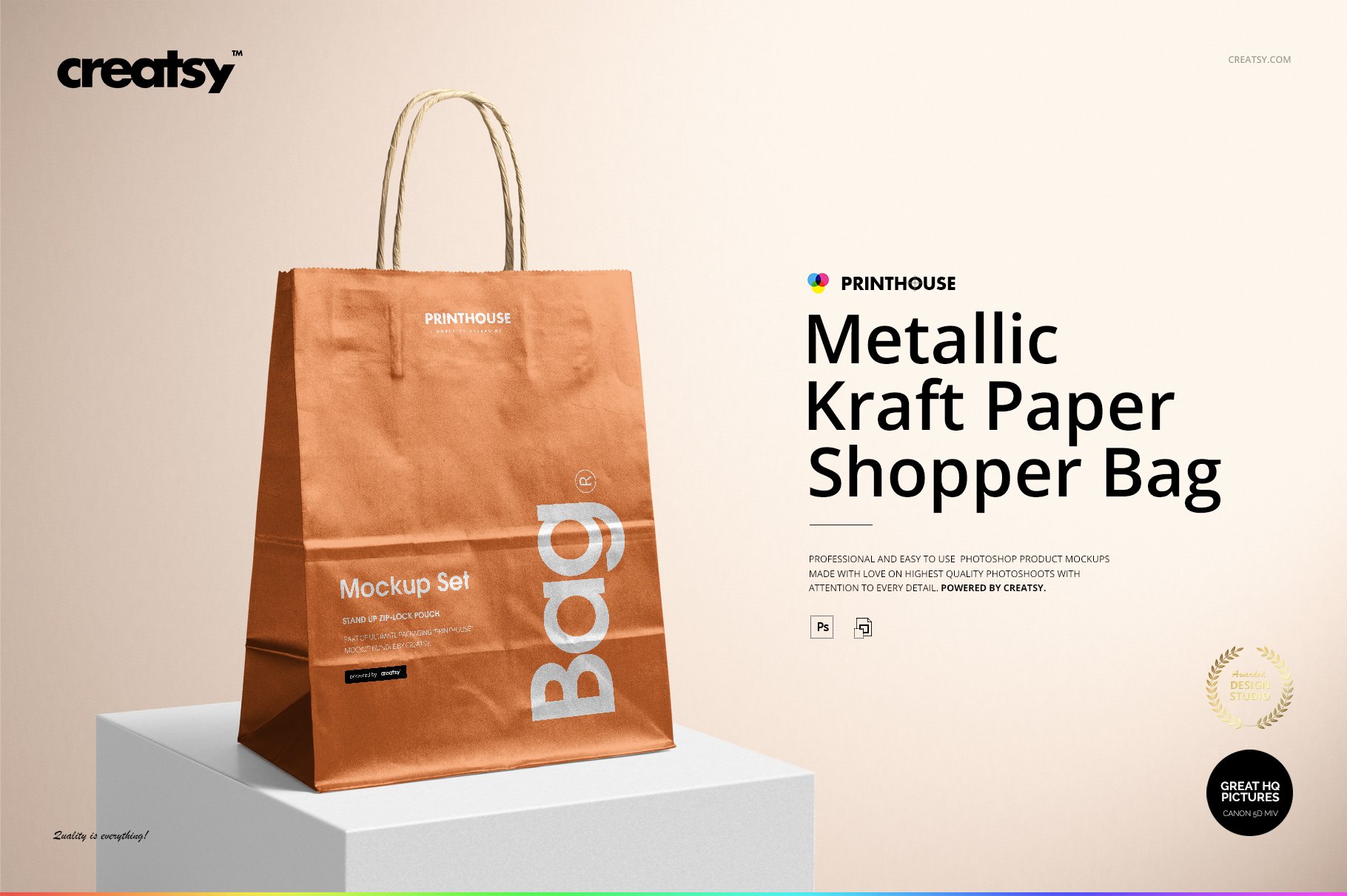 Metallic Kraft Paper Bag Mockup Set cover image.