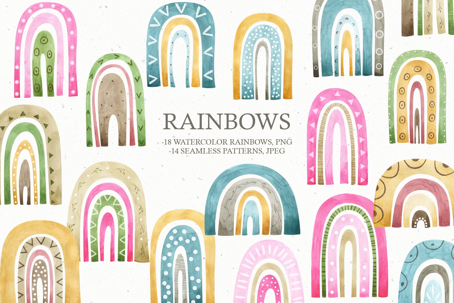 Watercolor Boho Rainbows Set cover image.