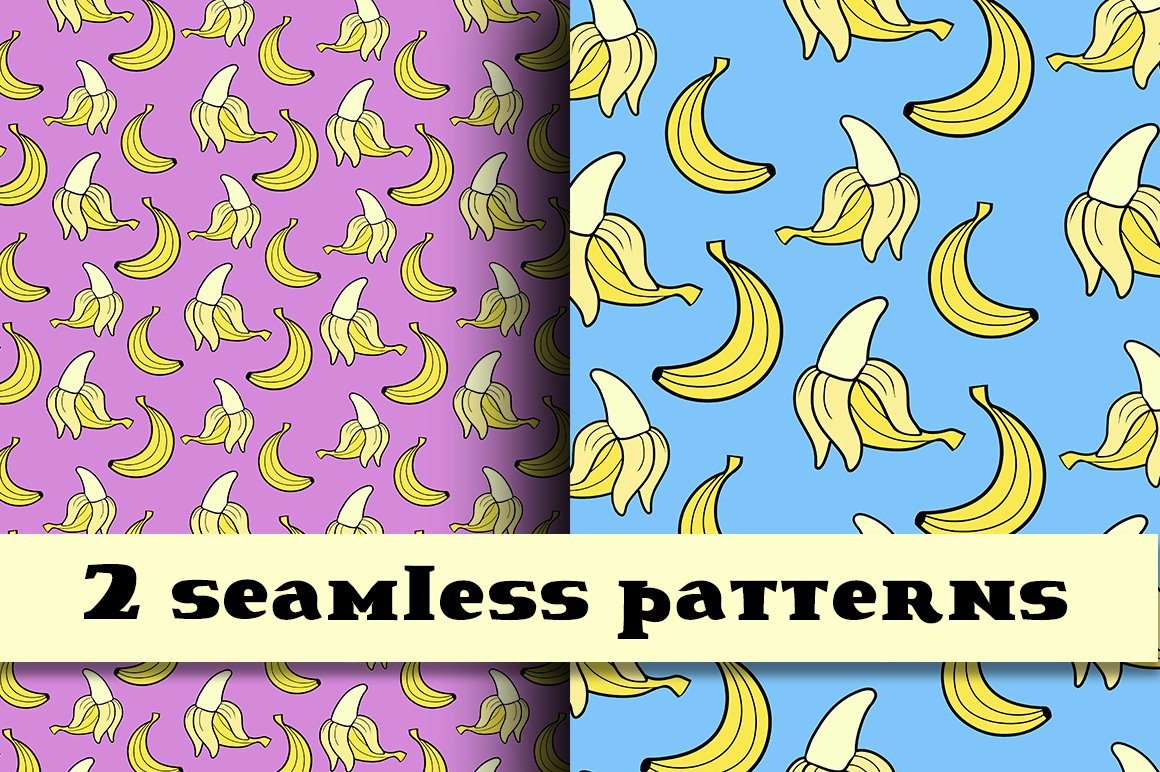 Banana seamless patterns cover image.