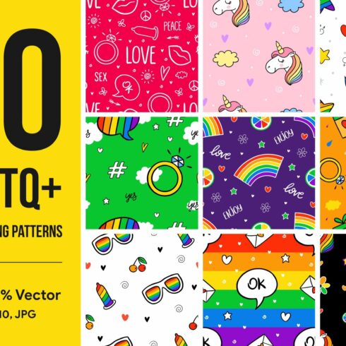 20 LGBTQIA+ Never Ending Patterns cover image.