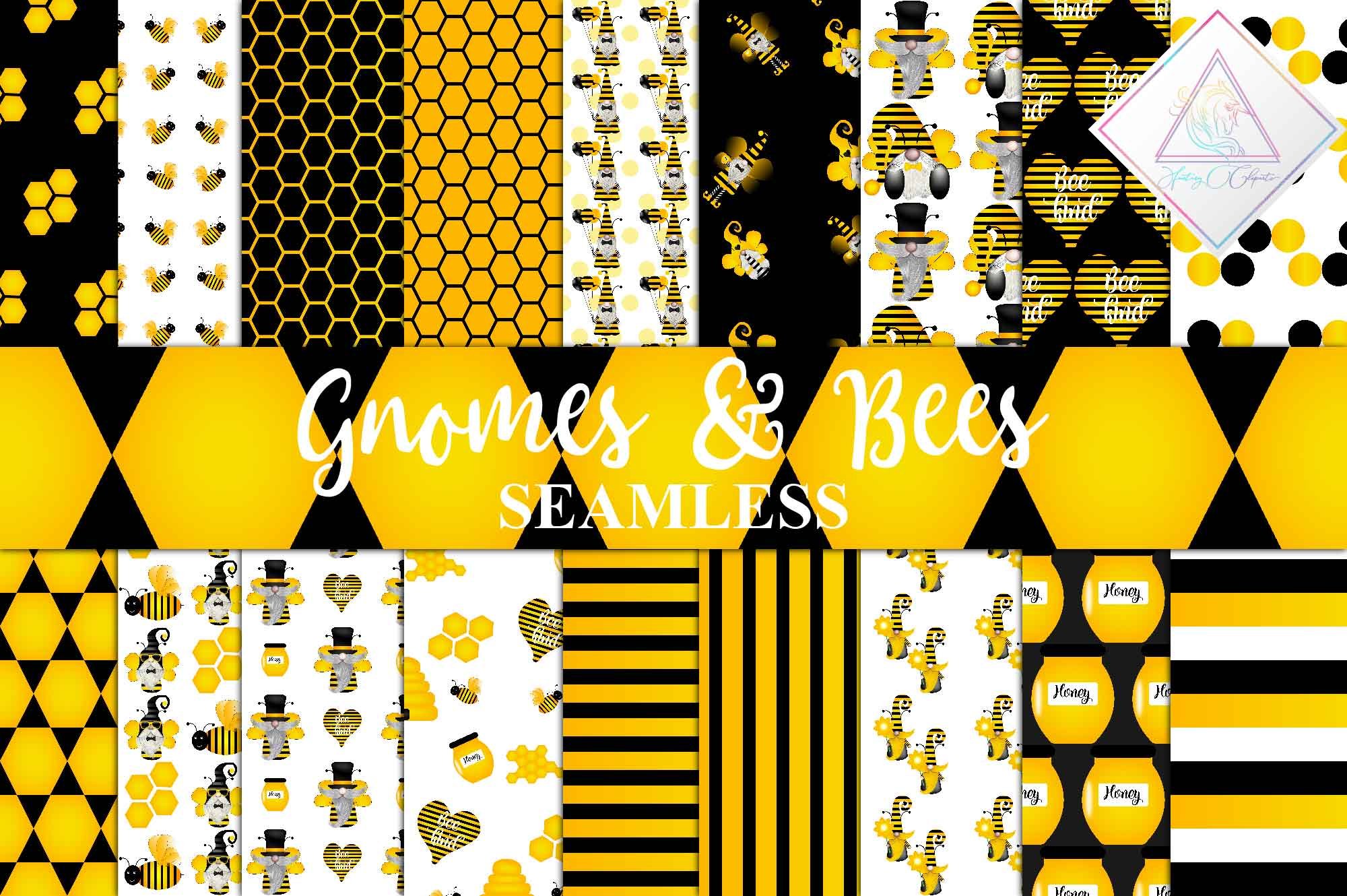 Gnomes & Bees Digital Paper cover image.