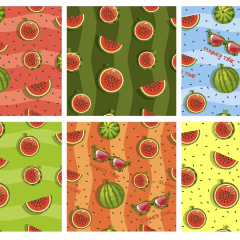 Seamless pattern watermelons cover image.