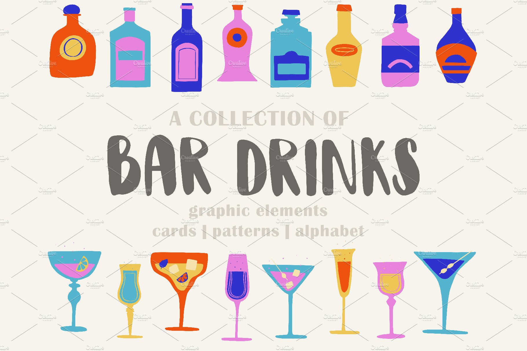 Bar drinks and bottles cover image.