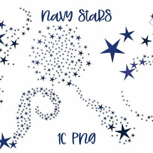 Navy Swirling Stars Clipart cover image.