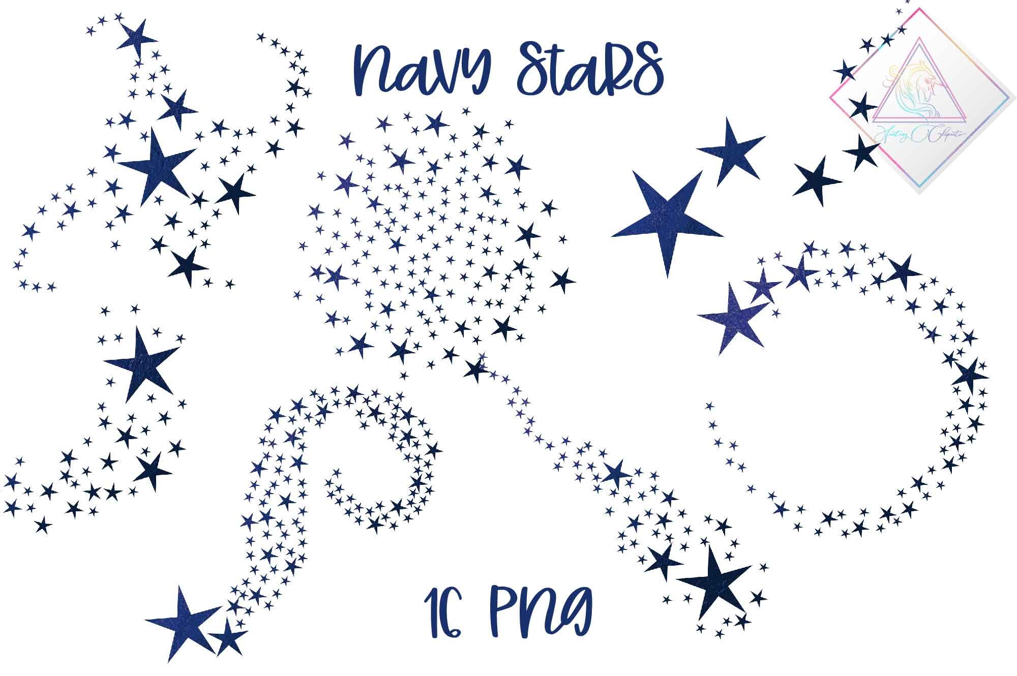 Navy Swirling Stars Clipart cover image.