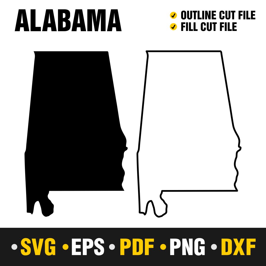 Alabama SVG, PNG, PDF, EPS & DXF cover image.