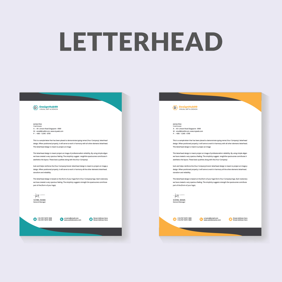 corporate business letterhead design preview image.