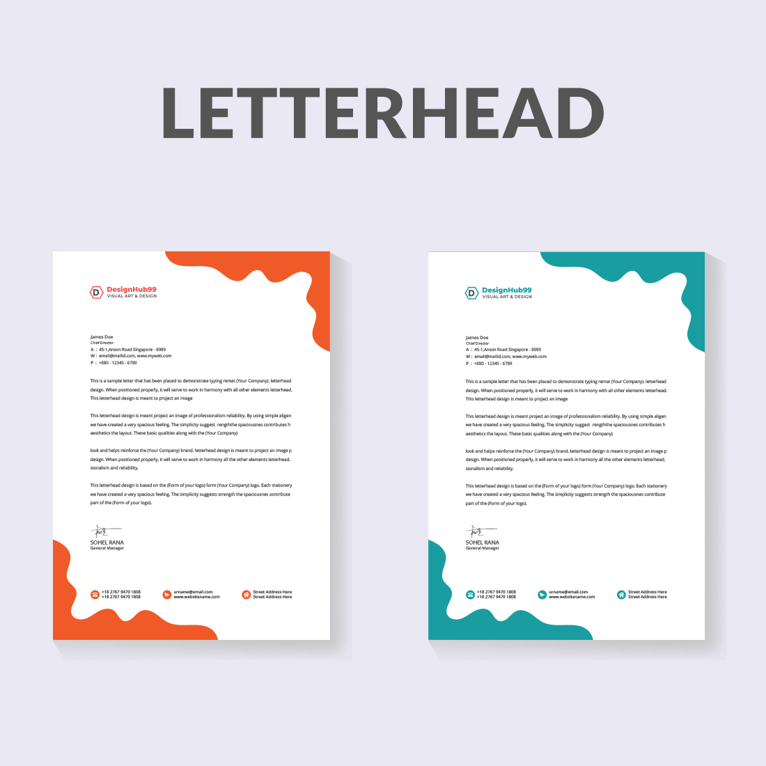 Simplistic letterhead Design preview image.