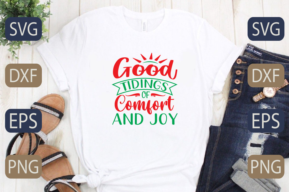 T - shirt with the words good things come and joy on it.