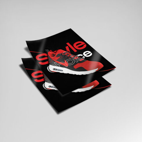 Modern style shoes promotion poster design cover image.