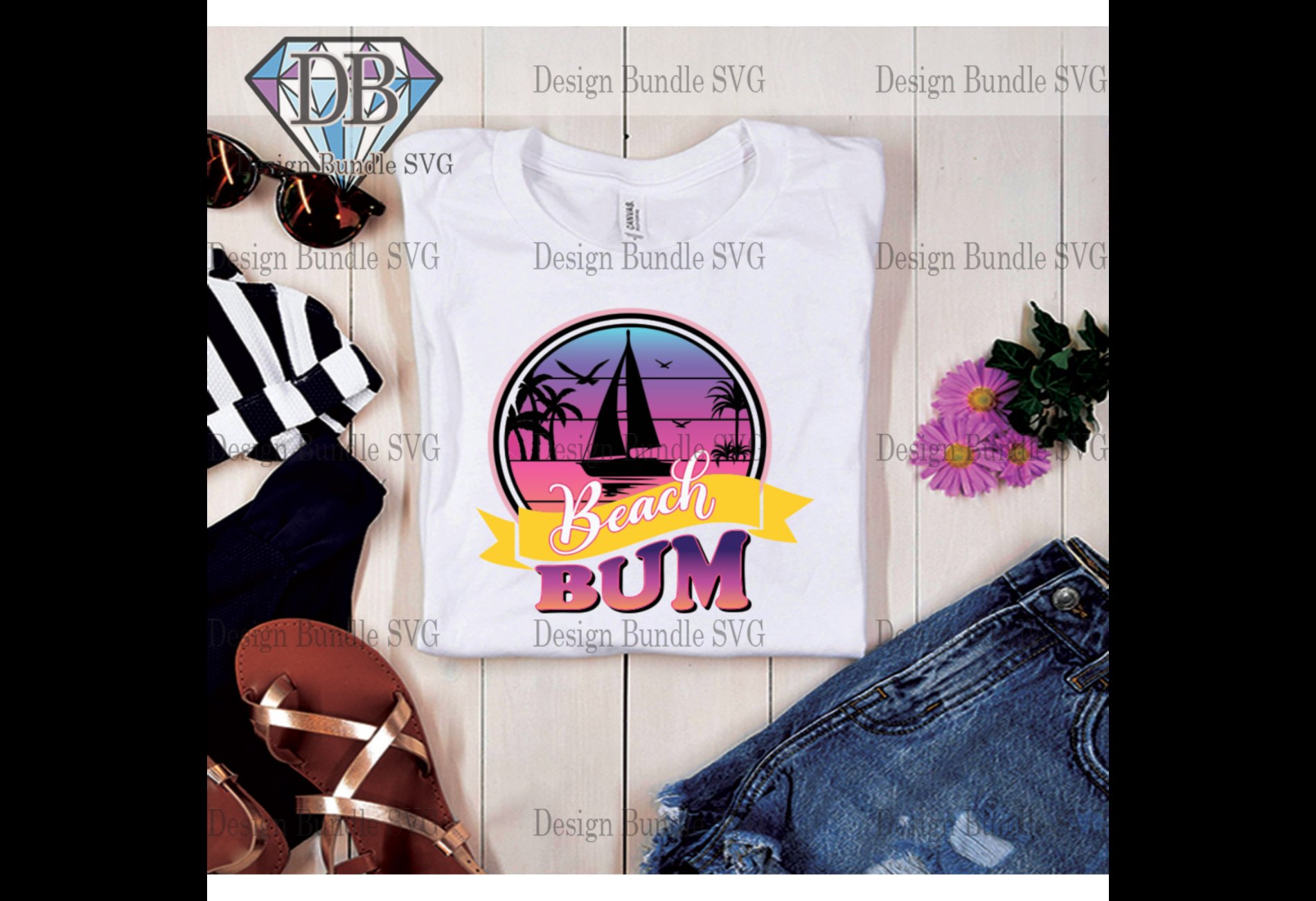 Beach Bum Summer Sublimation Svg preview image.