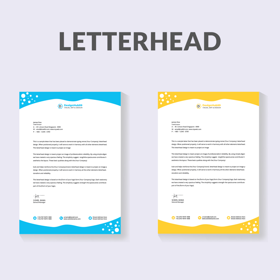 corporate letterhead design template preview image.