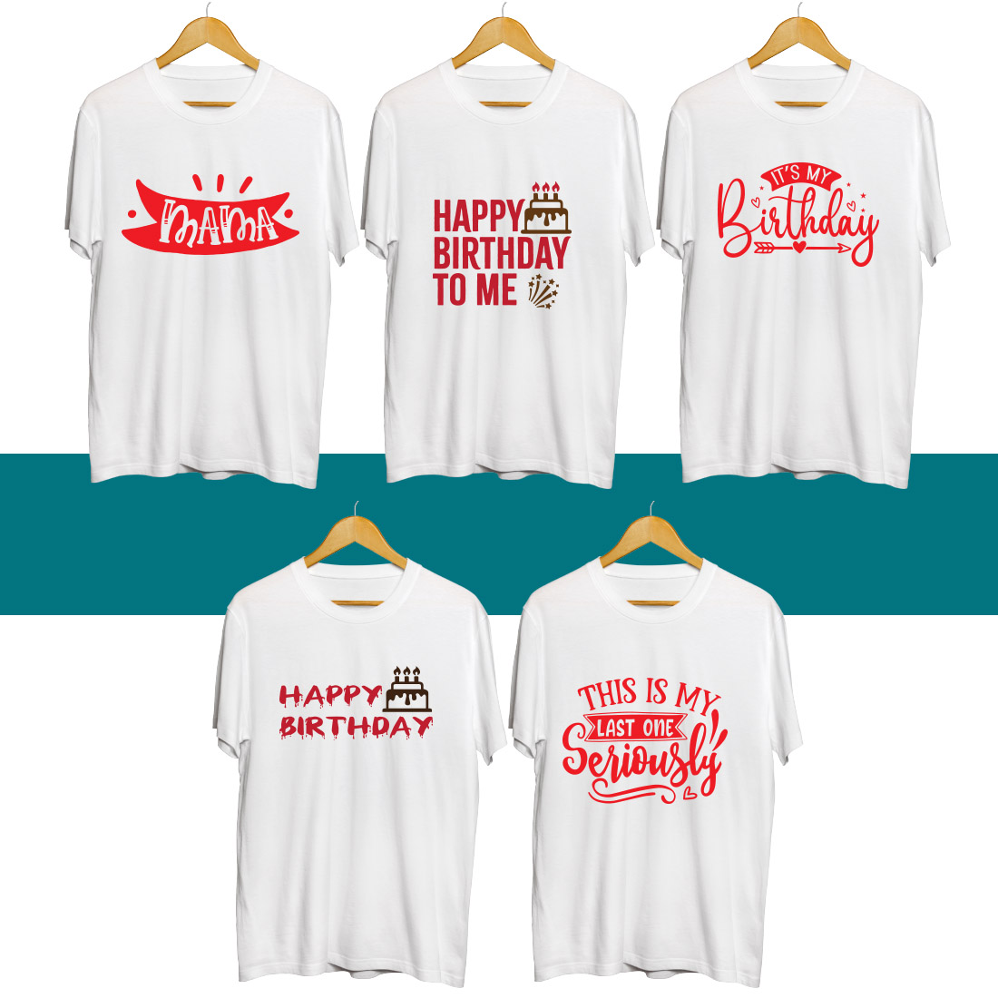 Birthday SVG T Shirt Designs Bundle cover image.