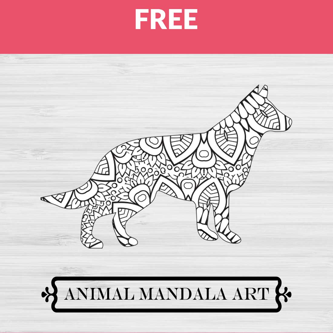 Dog Mandala, Animal Mandala Boho Style SVG preview image.
